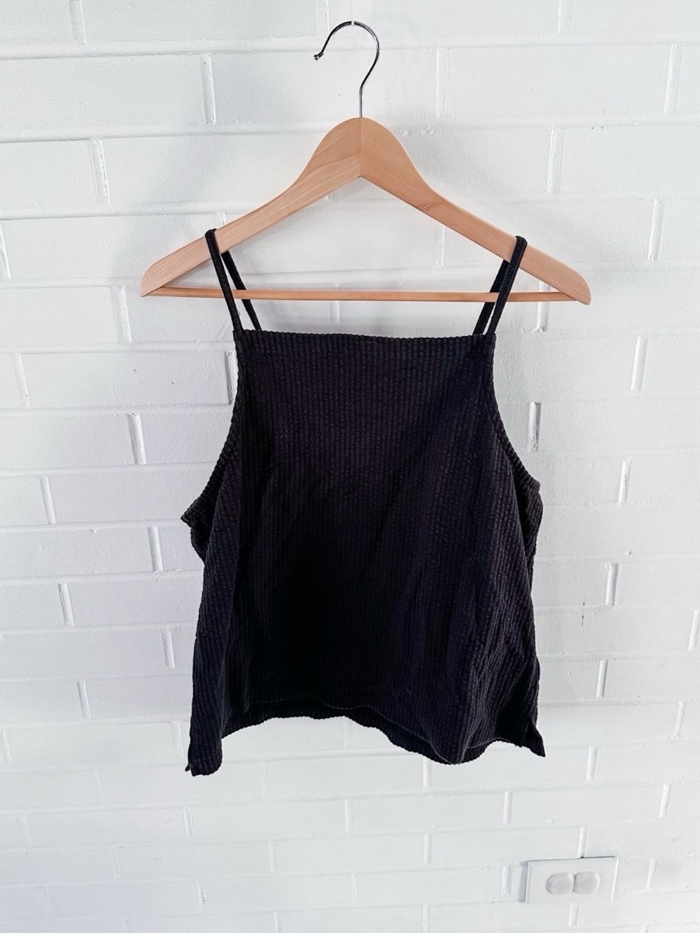Madewell Black Ribbed Square-Neck Cami - Picture 3 of 5